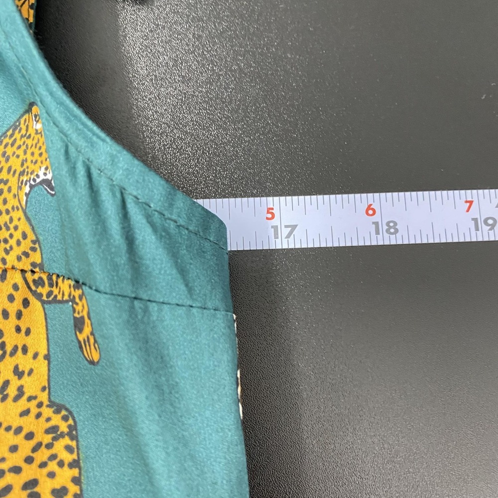NWT ModCloth Dress Womens Small Green Cheetah AnimalPrint FitFlare Cotton Pocket - Picture 10 of 13
